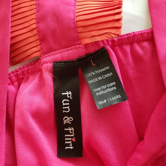 Layered pink and orange tank top. - Picture 7 of 7